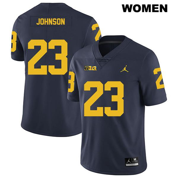 Women's NCAA Michigan Wolverines Quinten Johnson #23 Navy Jordan Brand Authentic Stitched Legend Football College Jersey RO25A77IN